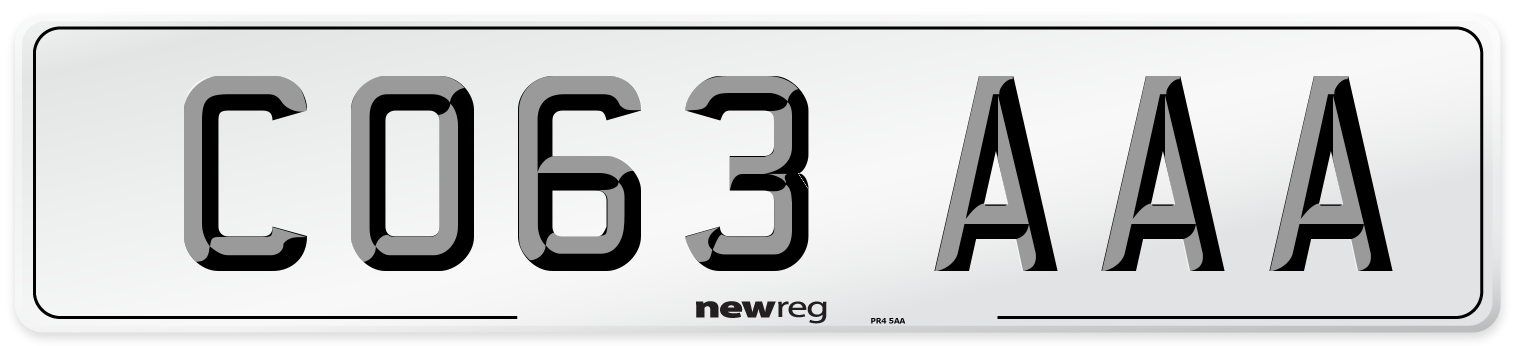 CO63 AAA Number Plate from New Reg